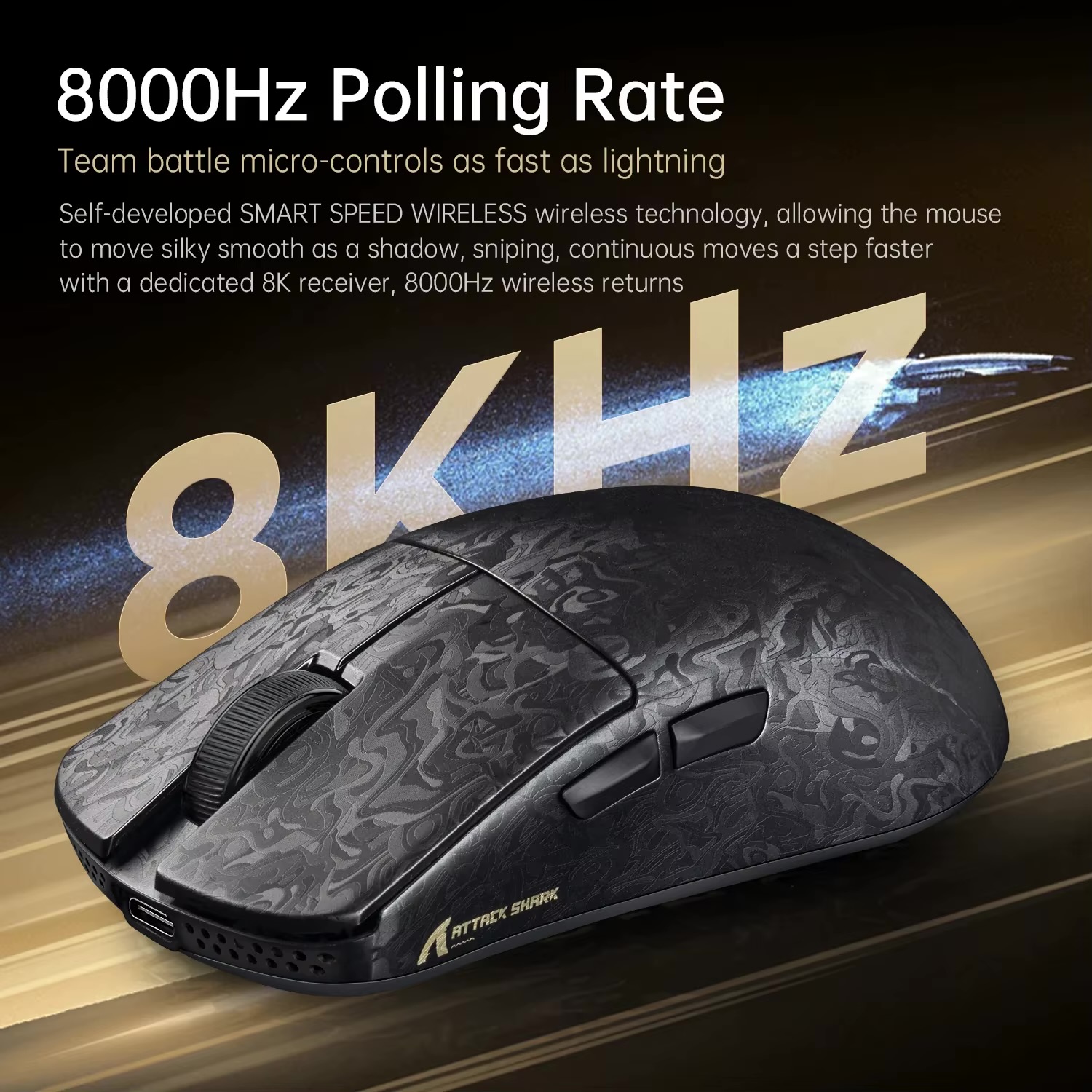 ماوس ATTACK SHARK R11 ULTRA Carbon Fiber Wireless 8K Gaming Mouse - صورة 2
