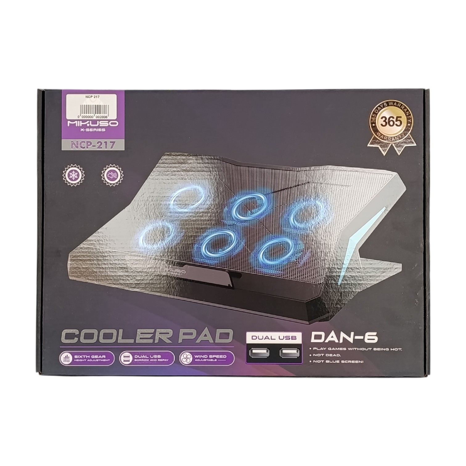 Mikuso NCP-217 cooling pad with six cooling fans