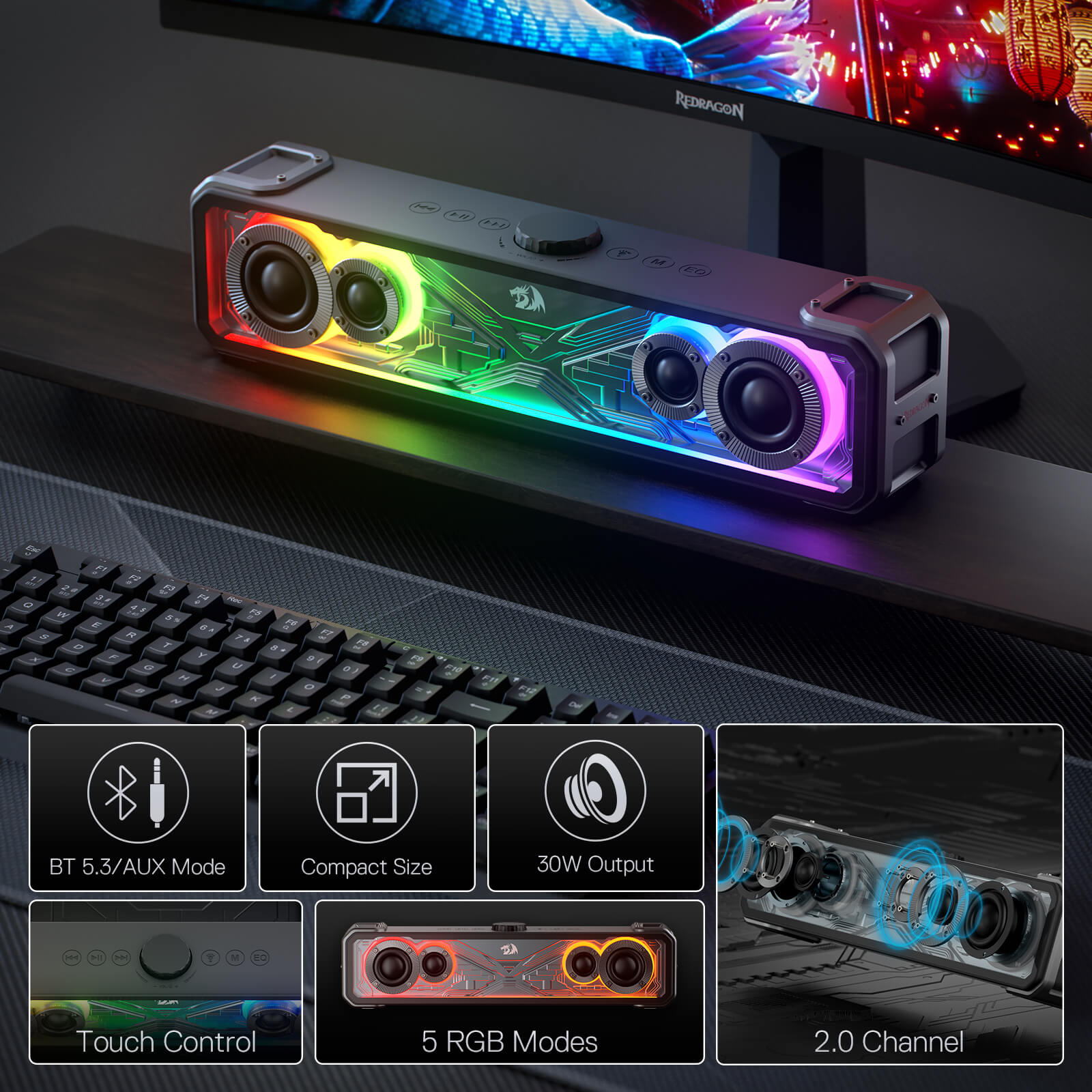 Redragon SURGE GS817 RGB Soundbar - صورة 2