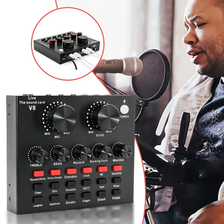 professional live sound card mixer v8 - صورة 2