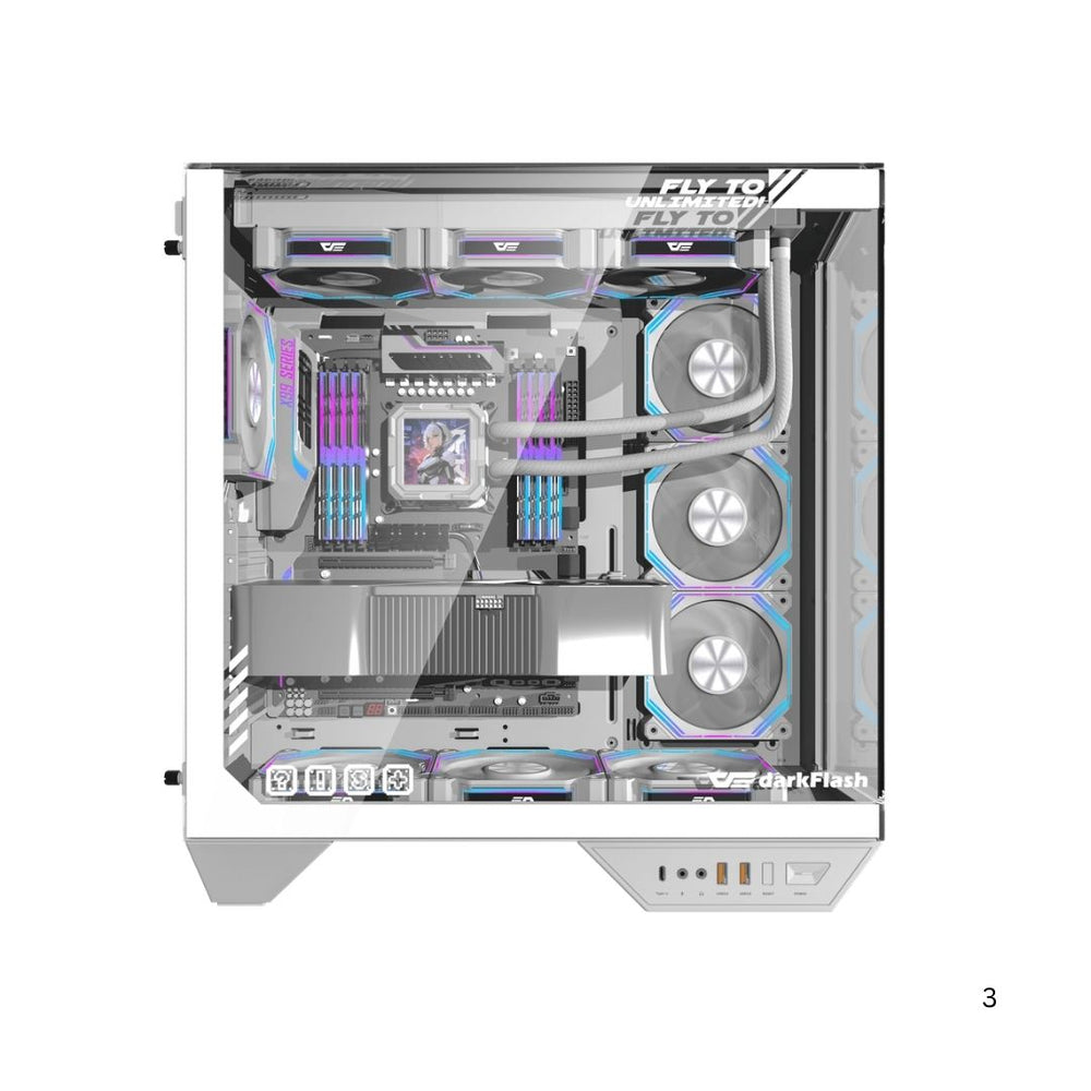 DarkFlash DY470 Mid Tower Case - White - صورة 3